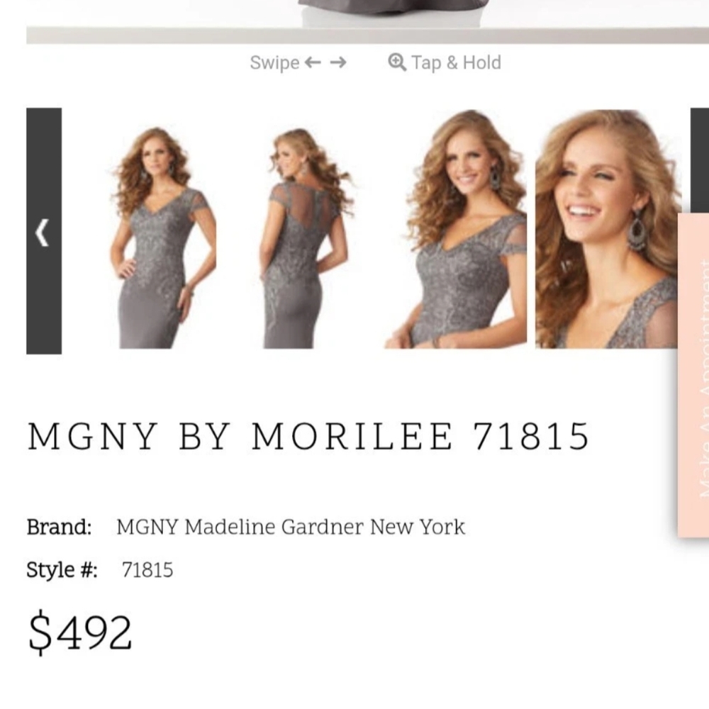 MGNY by Morilee Gray Lace Evening Gown